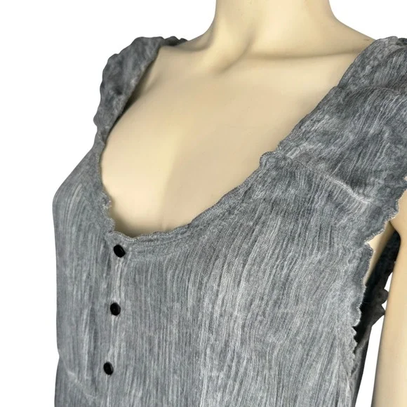 The Pyramid Collection XL Maxi Dress Blue Grey Ruffle Tiered Sleeveless‎ Lined - Picture 7 of 14